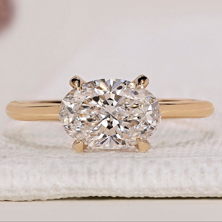 East West Engagement Ring - Oval Diamond