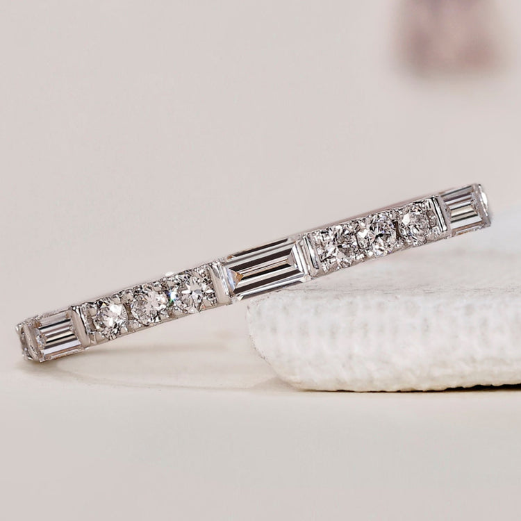 Half Eternity Baguette And Round Wedding Band