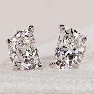 White Gold Stud Half Moon Earrings