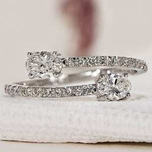 Oval Diamond Ring In Bypass Setting