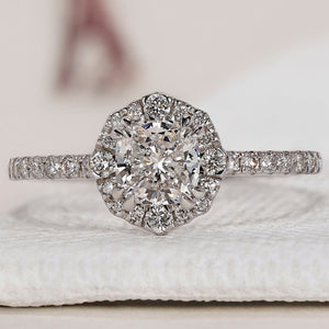 Cushion Cut Diamond Ring - Halo Setting