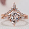 Marquise cut bridal set with matching engagement and wedding rings.

