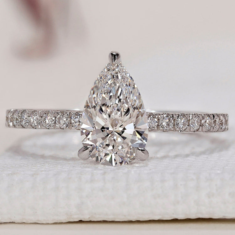 Pear Shaped Ring - Hidden Halo