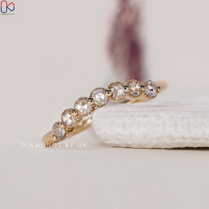 Round Rose Cut Diamond Band Curved Style