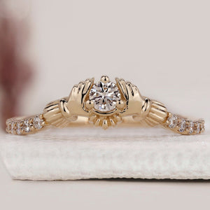 Claddagh Engagement Ring With Round Diamond