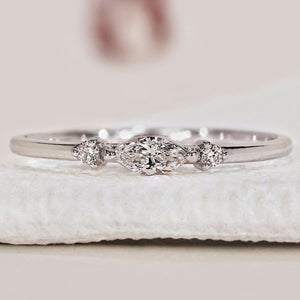 3 Stone Diamond Wedding Band In White Gold