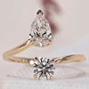 Toi et Moi Engagement Ring featuring pear and round diamond ring.