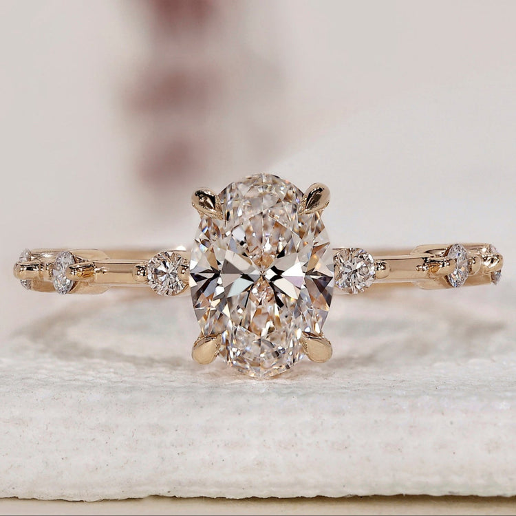 Oval Cut Diamond Ring - Distance Pave