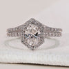 Halo engagement ring with wedding band featuring Lab Grown Diamond.
