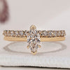 Marquise diamond ring and half eternity band in a classic design.
