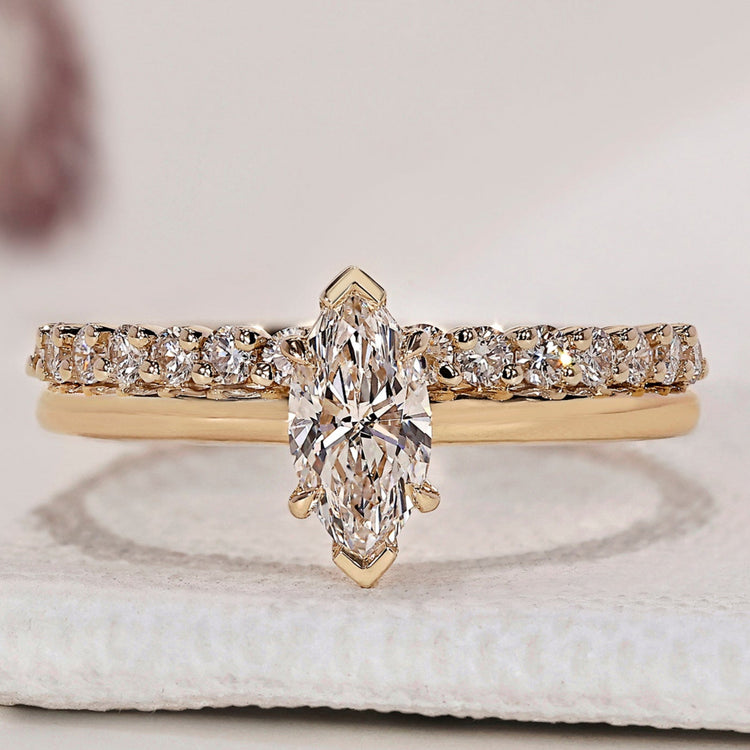 Marquise Diamond Ring And Half Eternity Band