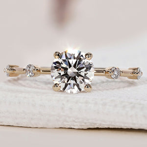 Yellow Gold Engagement Ring With Distance Pave Setting