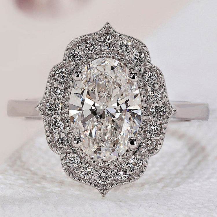 Oval Halo Engagement Ring – Cathedral Setting
