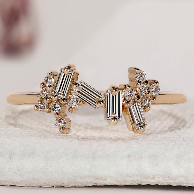 Baguette Engagement Ring In Yellow Gold