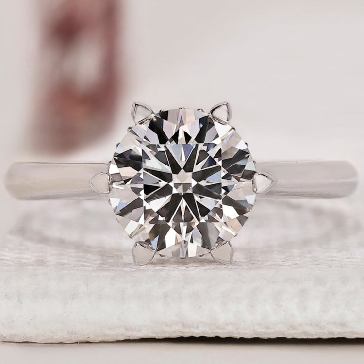 Round Diamond Hidden Halo In Cathedral Setting Ring