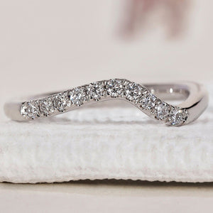 Curved Diamond Wedding Band - Round Diamonds