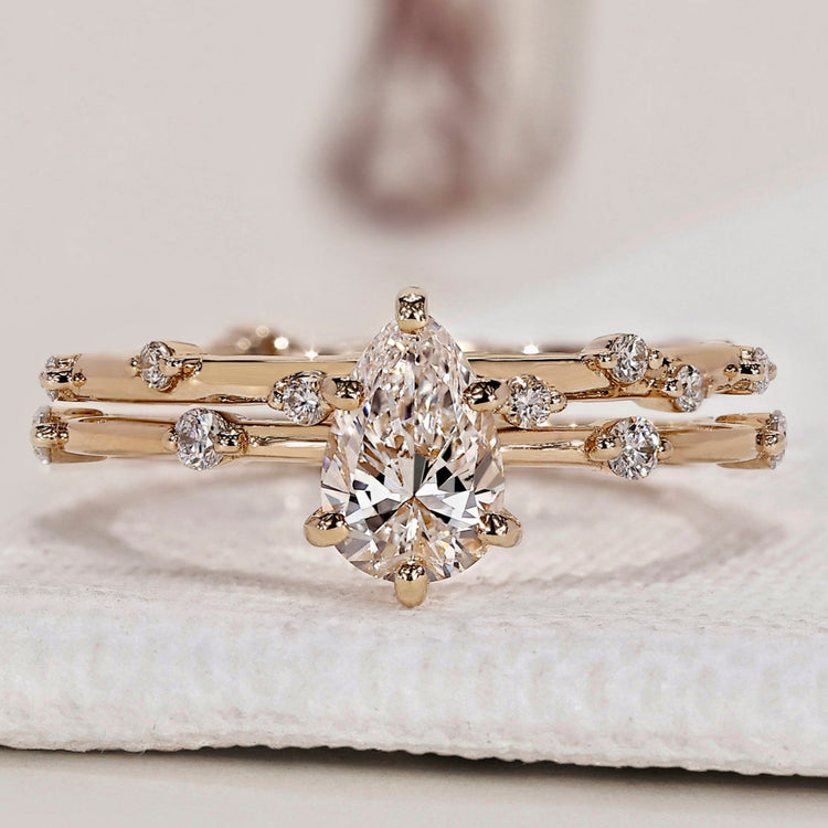 Pear Engagement Ring With Wedding Band