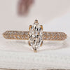 Marquise Diamond Ring with two sided pave set design.
