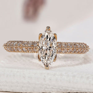 Two Sided Pave Set Marquise Diamond Ring