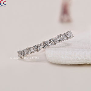 Half Eternity Wedding Band - Marquise And Round Diamond