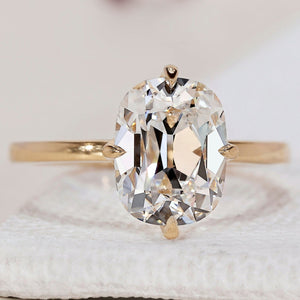 Old Mine Cut Elongated Cushion Cut Diamond Ring