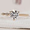3 Stone Engagement Ring featuring brilliant craftsmanship in yellow gold ring.
