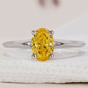 Oval Cut Yellow Diamond Engagement Ring