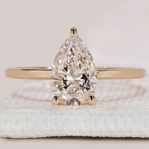 Yellow Gold Pear Solitaire Engagement Ring