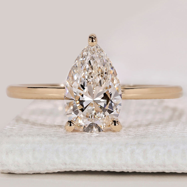 Yellow Gold Pear Solitaire Engagement Ring