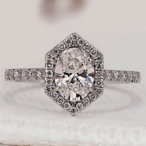 Oval Diamond Ring In Halo Pave Setting
