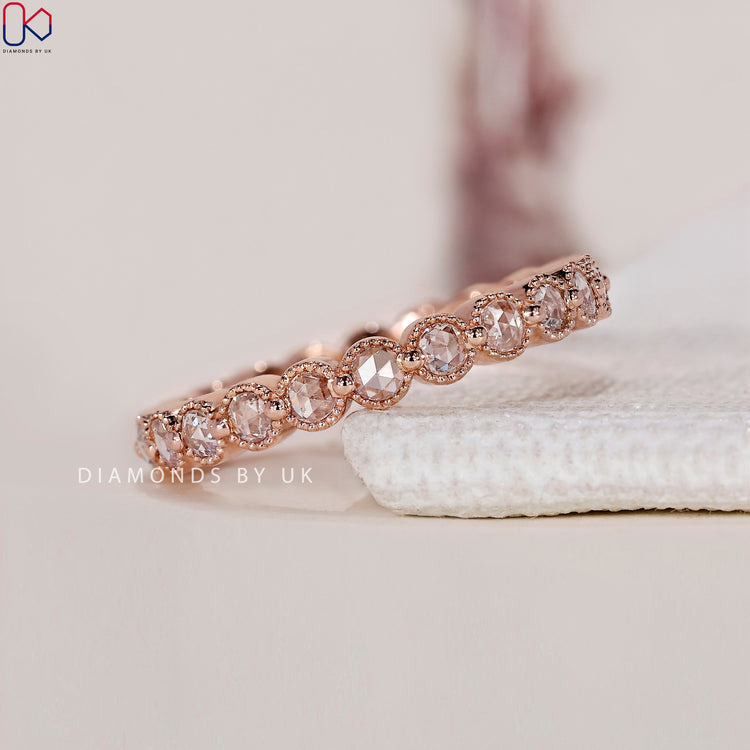 Milgrain setting band in handmade jewellery style.
