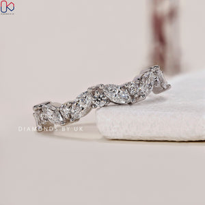 Zig Zag Wedding Band – Marquise and Round Diamonds
