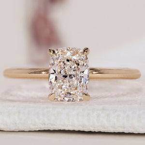 Elongated Cushion Cut Diamond Ring - Solitaire Setting