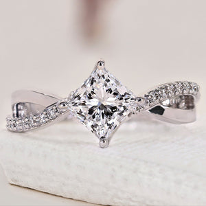 Twisted Pave Princess Cut Diamond Ring