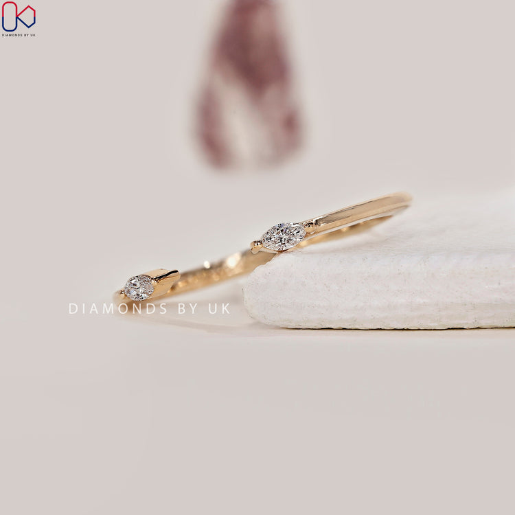 Prong set band crafted in yellow gold, perfect as a jewellery gift her

