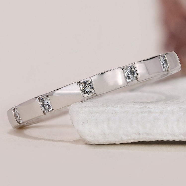 Round Diamond Gypsy Setting Wedding Band