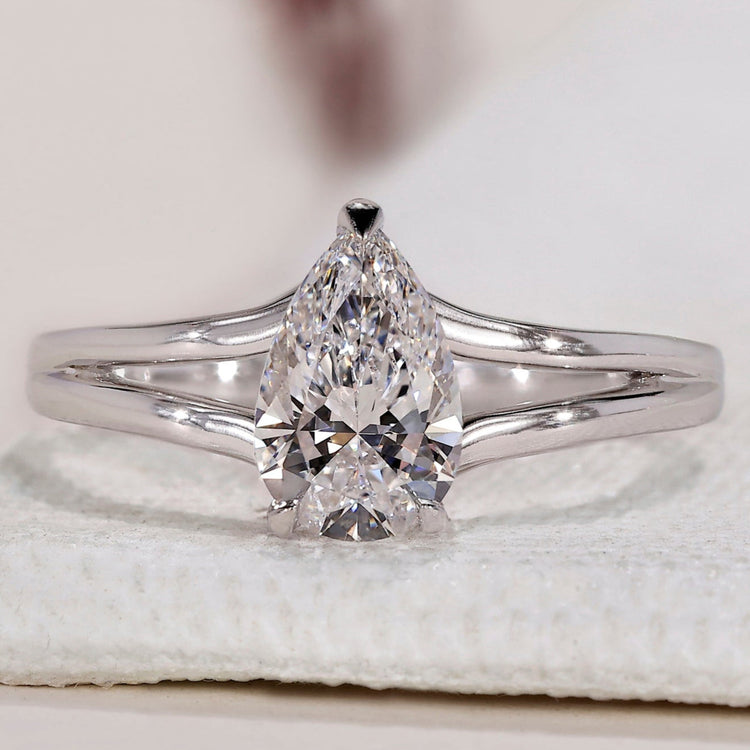 Pear Shape Diamond Ring - Split Shank