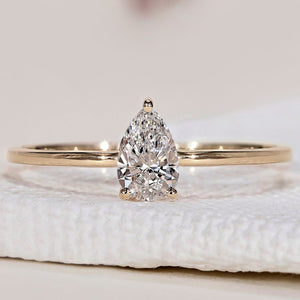 Pear Solitaire Engagement Ring - Yellow Gold