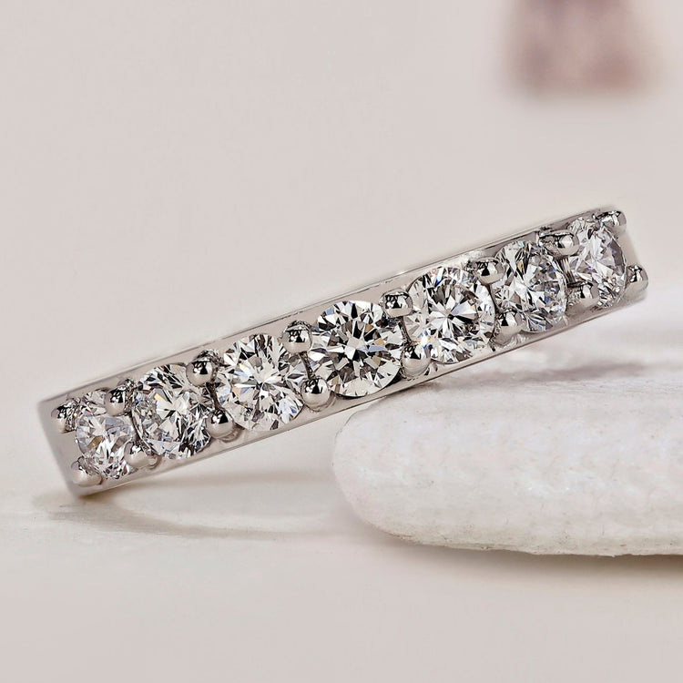 White Gold Wedding Band - 7 Stones