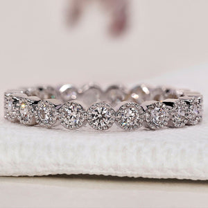 Milgrain Wedding Band – Round Diamonds