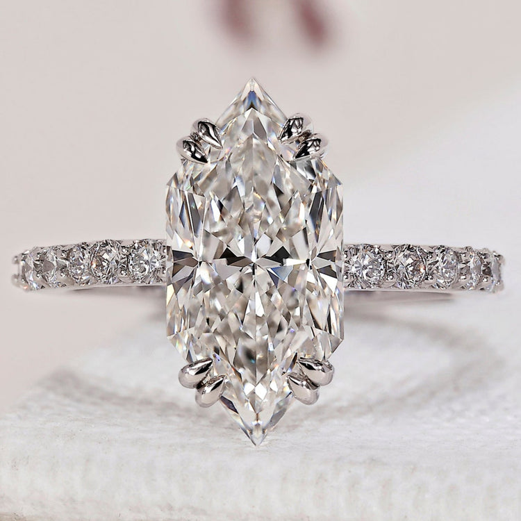 Dutch Marquise Engagement Ring - Hidden Halo