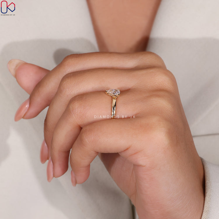 Solitaire pear diamond ring

