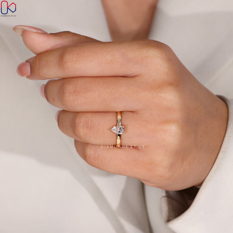 Lab grown teardrop engagement ring
