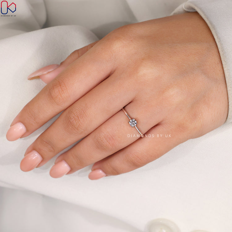 Lab grown solitaire ring with prong setting
