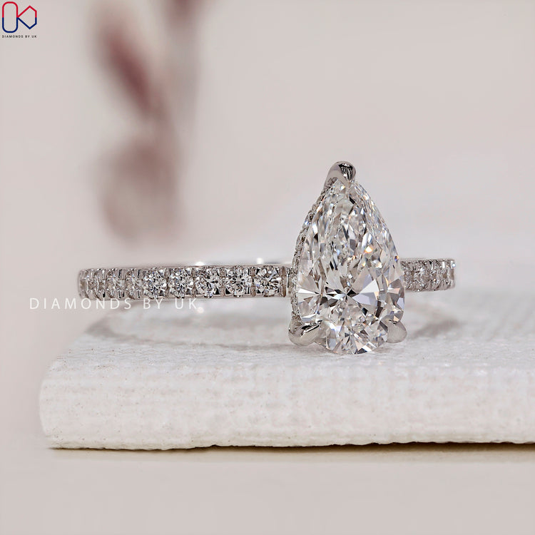 Lab Grown Diamond Ring with Hidden Halo

