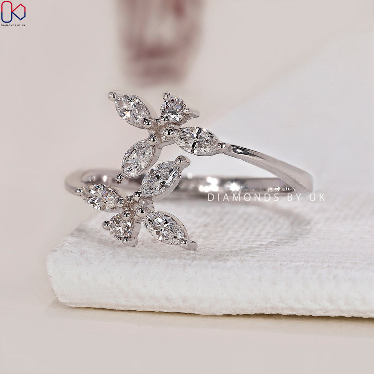 Lab Grown Diamond Flower Engagement Ring.
