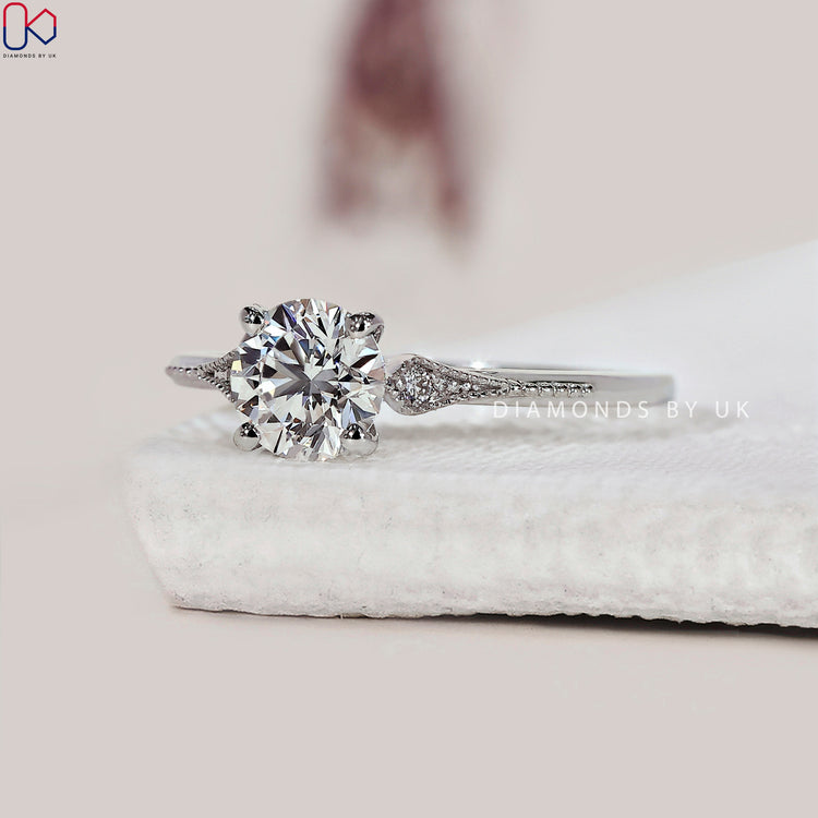 White gold diamond ring with a stunning prong setting for added shine.
