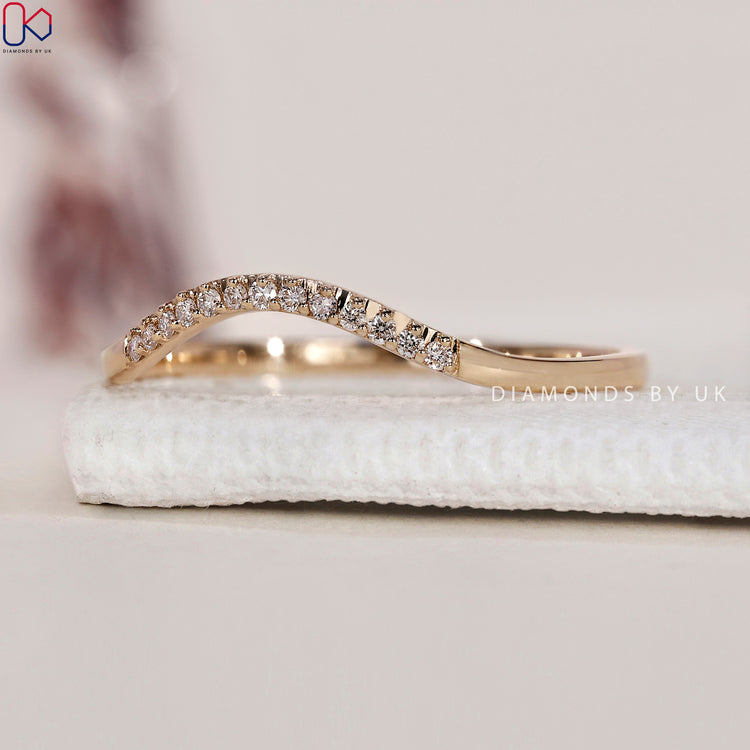 Lab Grown Diamond curved wedding band offering a sustainable choice.
