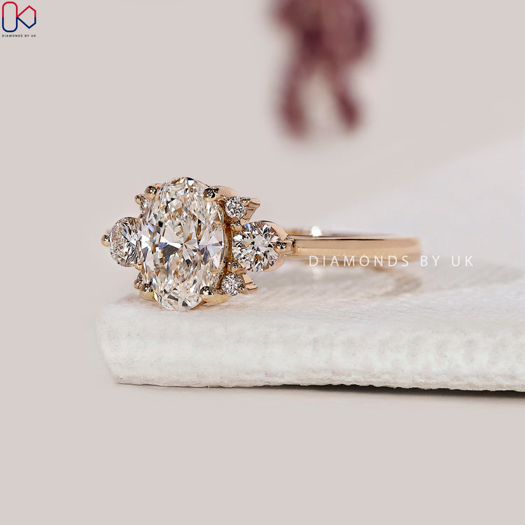 Yellow gold diamond ring with a sleek prong setting.
