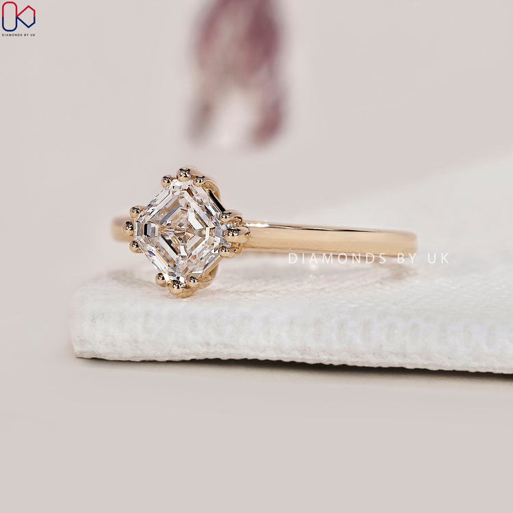 Stunning asscher cut solitaire ring, perfect for an engagement.
